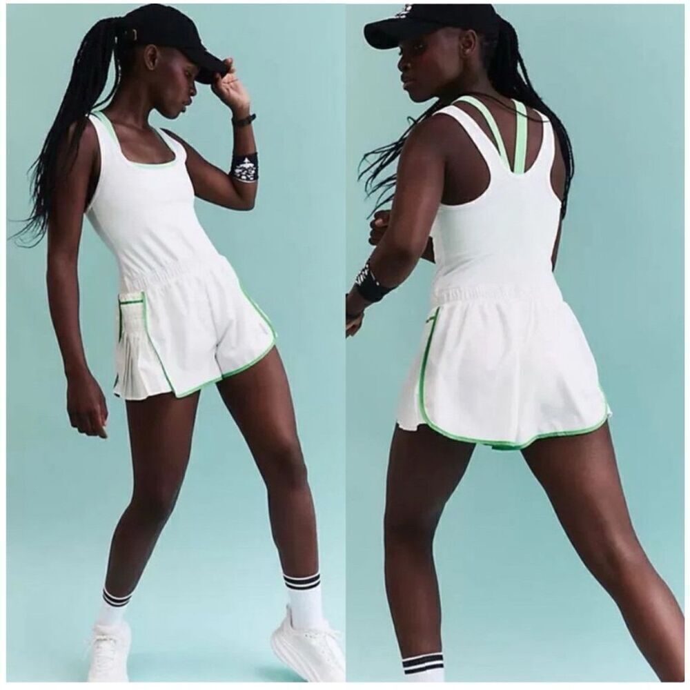 Free People Movement Easy Tiger Shortsie. NWOT. Green white combo